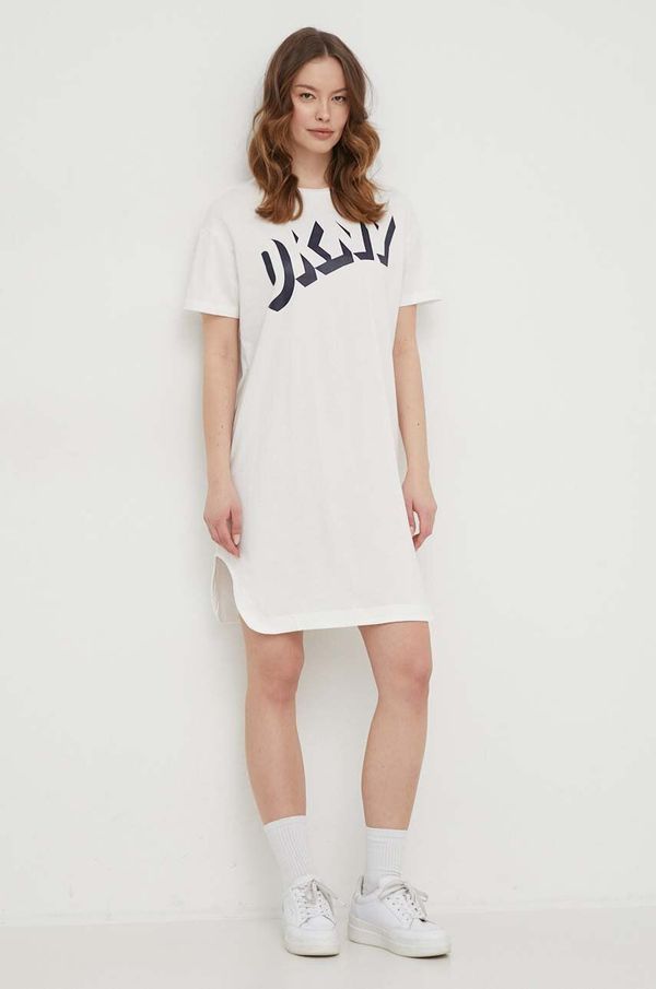 DKNY Pamučna haljina Dkny boja: bijela, midi, ravna