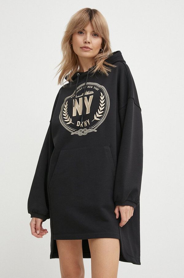 DKNY Pamučna haljina Dkny boja: crna, mini, oversize, D2A4B053