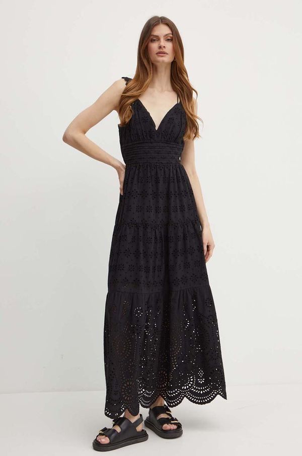 Guess Pamučna haljina Guess PALMA boja: crna, maxi, širi se prema dolje, W4GK46 WG571