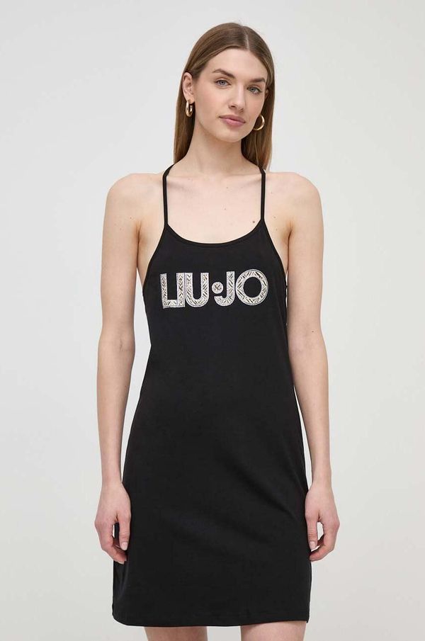 Liu Jo Pamučna haljina Liu Jo boja: crna, mini, oversize