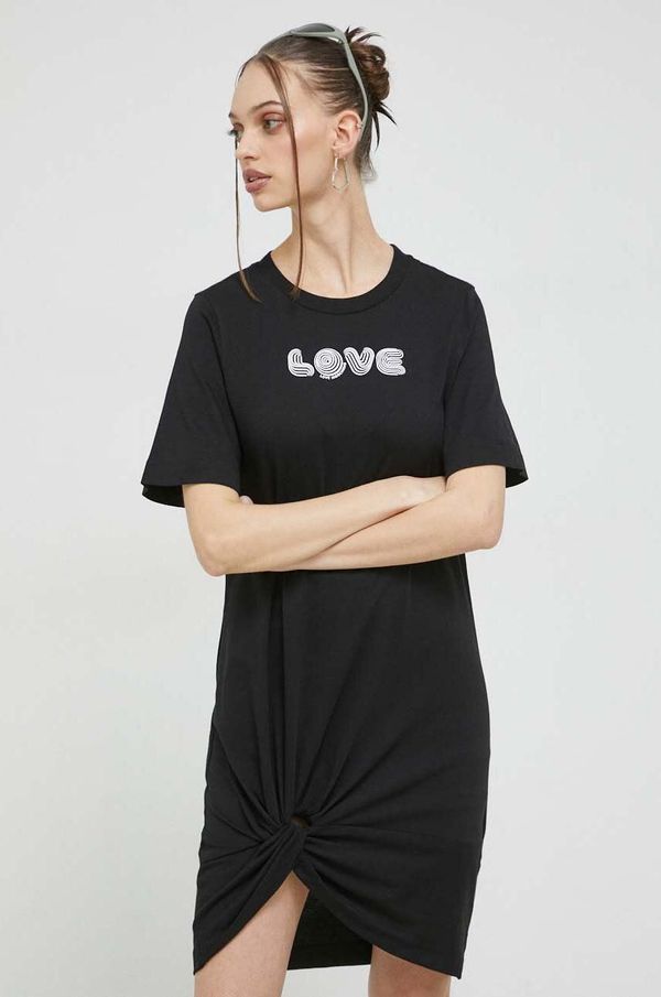 Love Moschino Pamučna haljina Love Moschino boja: crna, mini, ravna