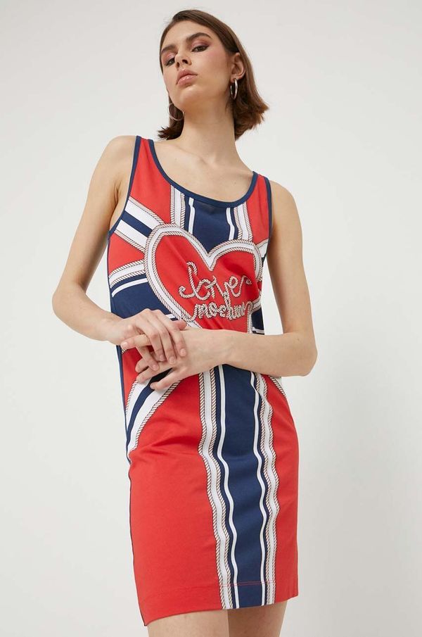 Love Moschino Pamučna haljina Love Moschino mini, ravna