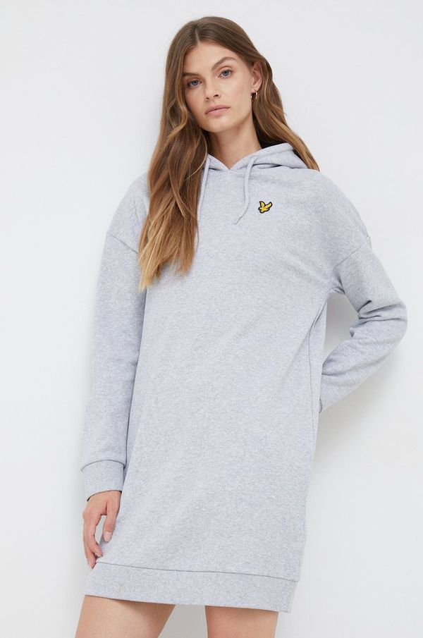 Lyle & Scott Pamučna haljina Lyle & Scott boja: siva, mini, ravna
