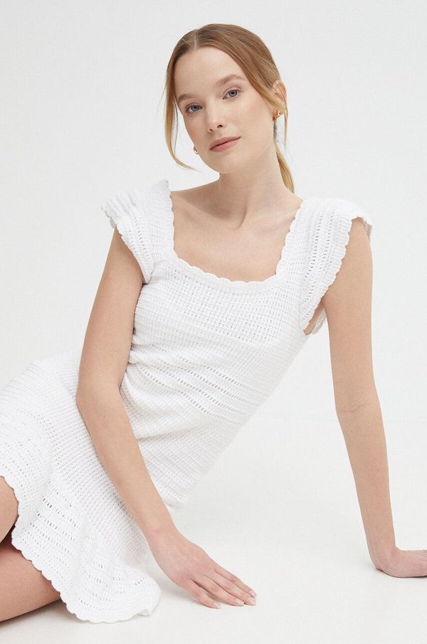 Pepe Jeans Pamučna haljina Pepe Jeans GESA DRESS boja: bijela, mini, ravna, PL953524