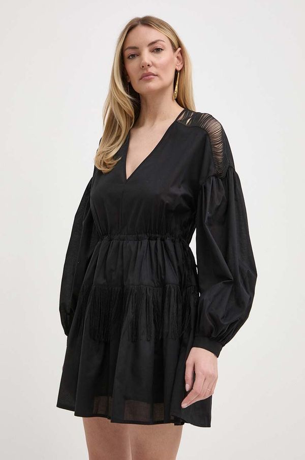 Pinko Pamučna haljina Pinko boja: crna, mini, oversize, 103741 A1XN