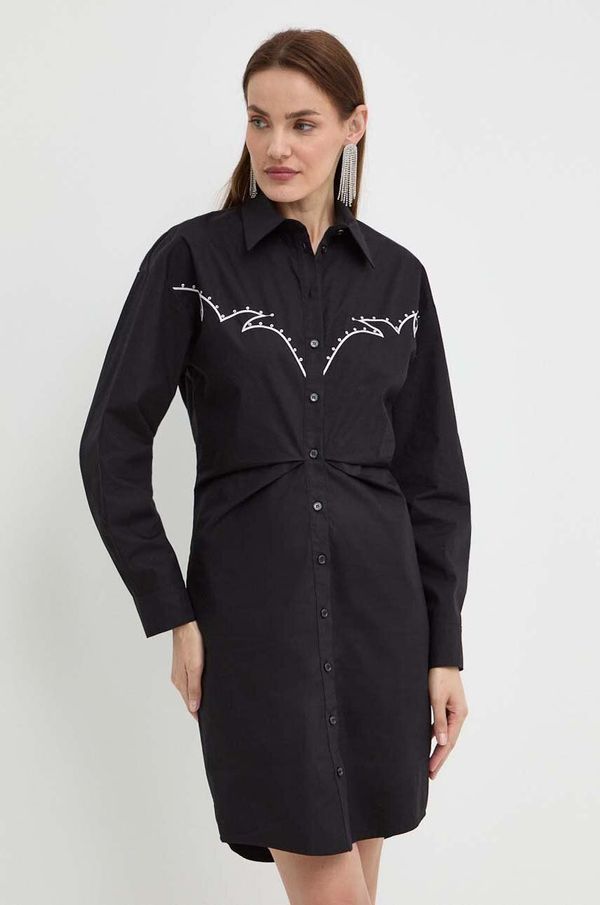 Pinko Pamučna haljina Pinko boja: crna, mini, uska, 103737 A1XO
