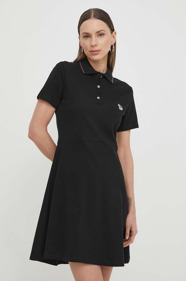 PS Paul Smith Pamučna haljina PS Paul Smith boja: crna, mini, širi se prema dolje