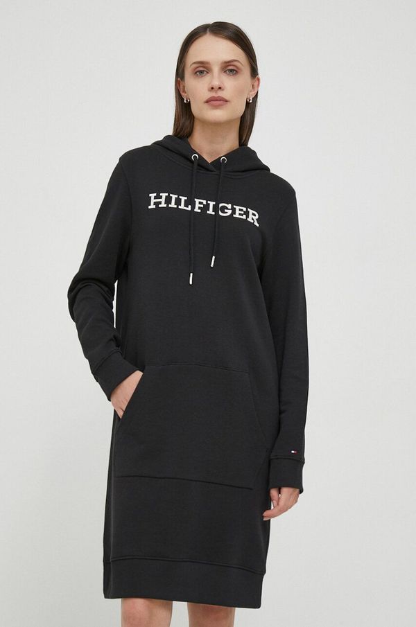 Tommy Hilfiger Pamučna haljina Tommy Hilfiger boja: crna, mini, oversize