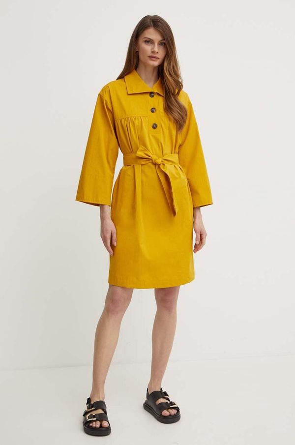 Weekend Max Mara Pamučna haljina Weekend Max Mara boja: žuta, mini, oversize, 2415221023600