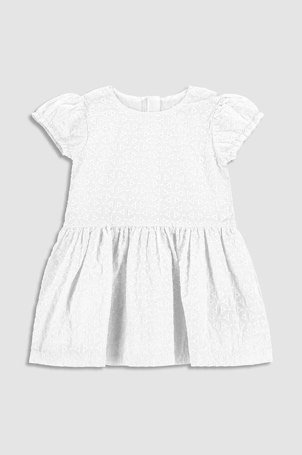 Coccodrillo Pamučna haljina za bebe Coccodrillo boja: bijela, mini, širi se prema dolje