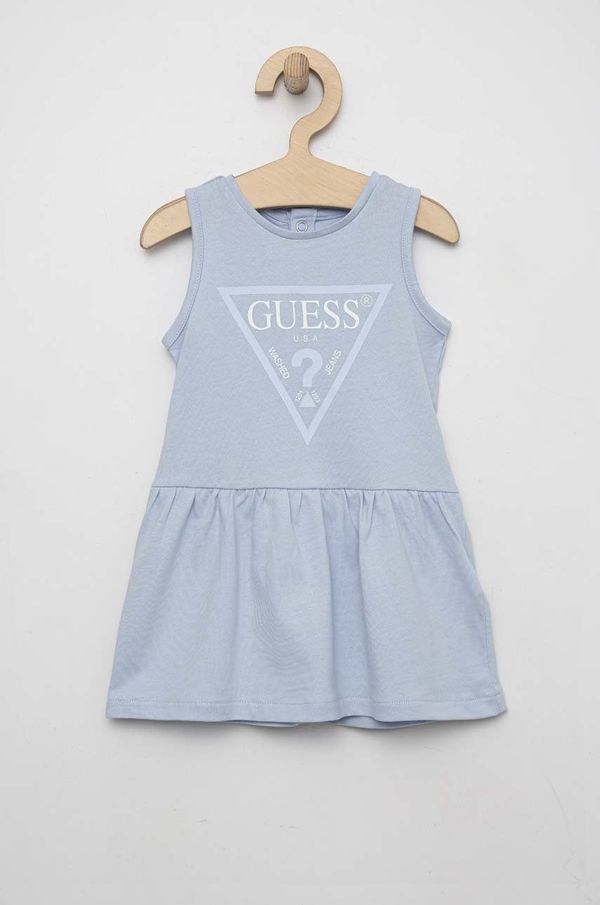 Guess Pamučna haljina za bebe Guess midi, širi se prema dolje