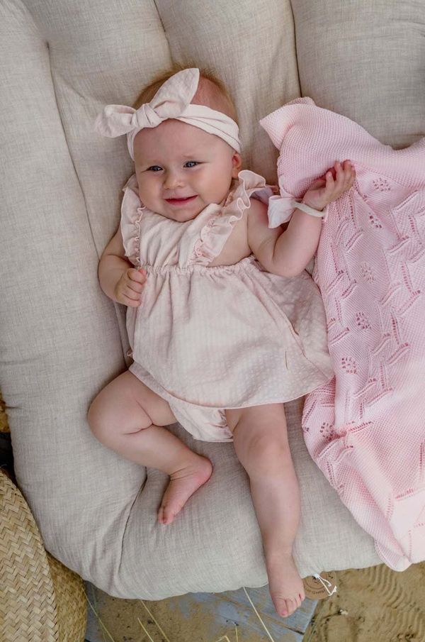 Jamiks Pamučna haljina za bebe Jamiks boja: narančasta, mini, širi se prema dolje