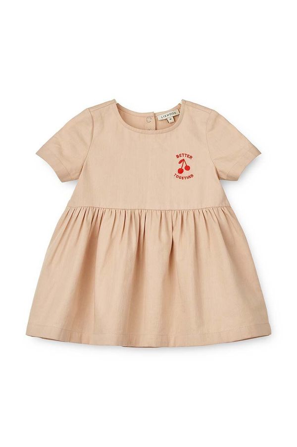 Liewood Pamučna haljina za bebe Liewood Livia Baby Dress boja: crvena, mini, širi se prema dolje