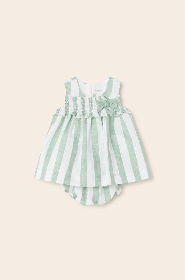 Mayoral Newborn Pamučna haljina za bebe Mayoral Newborn boja: tirkizna, mini, širi se prema dolje