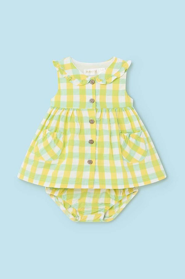 Mayoral Newborn Pamučna haljina za bebe Mayoral Newborn boja: žuta, mini, širi se prema dolje