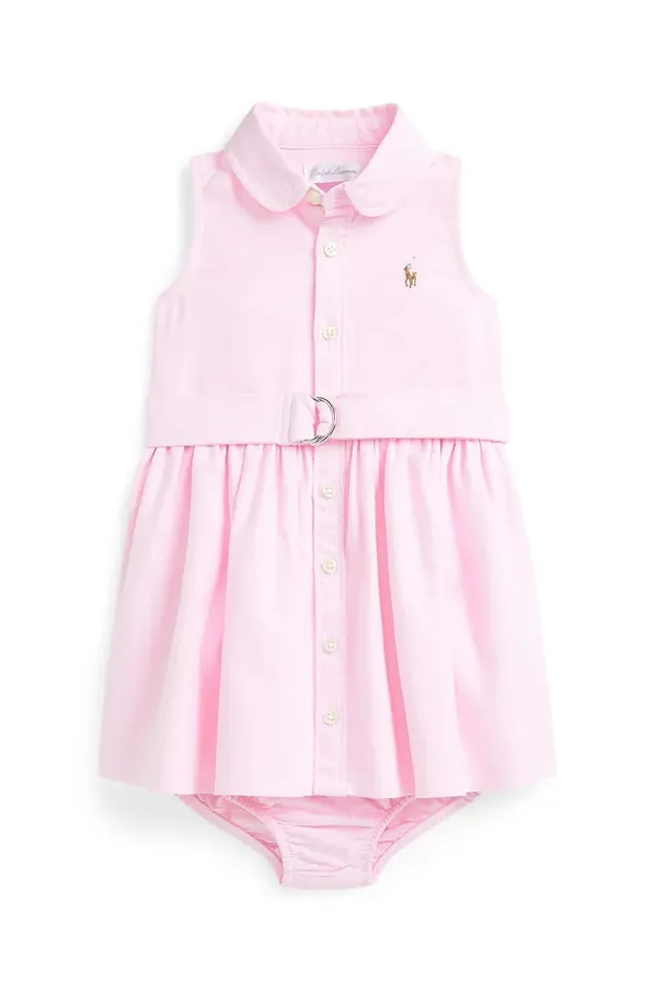 Polo Ralph Lauren Pamučna haljina za bebe Polo Ralph Lauren boja: ružičasta, mini, širi se prema dolje, 310969058002