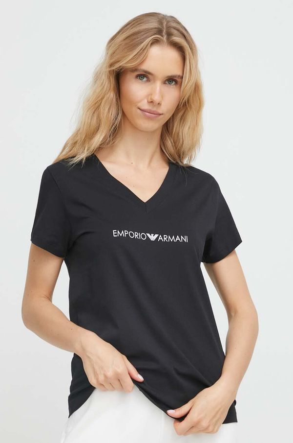 Emporio Armani Underwear Pamučna homewear majica kratkih rukava Emporio Armani Underwear boja: crna
