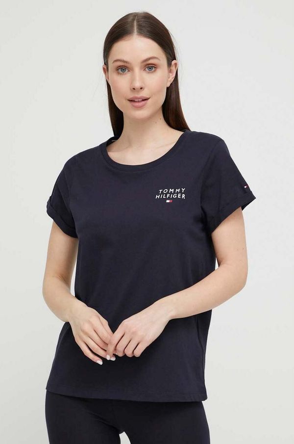 Tommy Hilfiger Pamučna homewear majica kratkih rukava Tommy Hilfiger boja: tamno plava