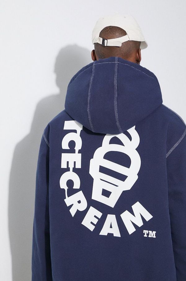Icecream Pamučna jakna ICECREAM Hooded Work boja: tamno plava, za zimu, oversize, IC24104