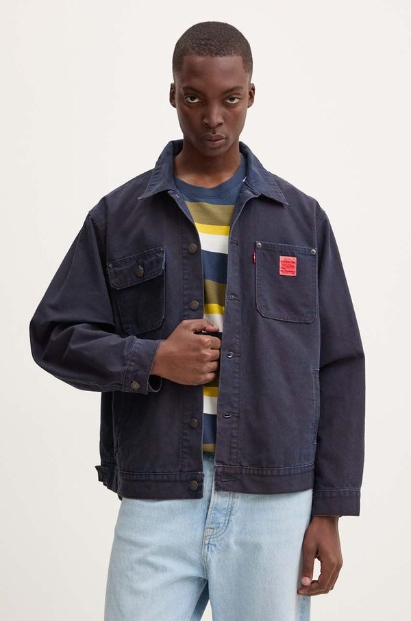 Levi's Pamučna jakna Levi's boja: tamno plava, za prijelazno razdoblje, oversize, A4820