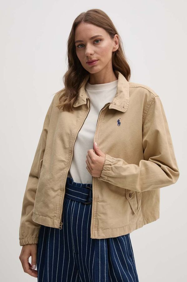 Polo Ralph Lauren Pamučna jakna Polo Ralph Lauren boja: bež, za prijelazno razdoblje, oversize, 211936442