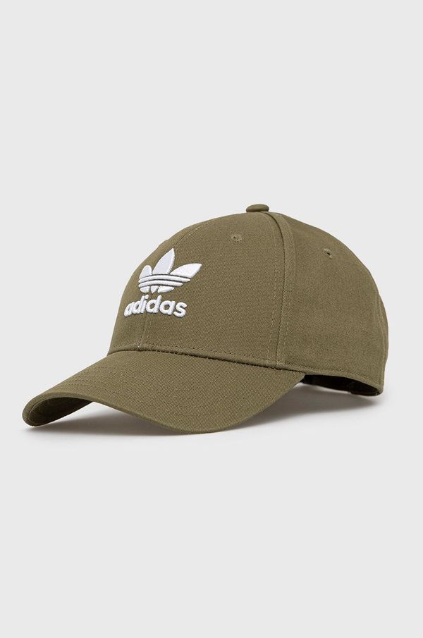 adidas Originals Pamučna kapa adidas Originals boja: zelena, s aplikacijom