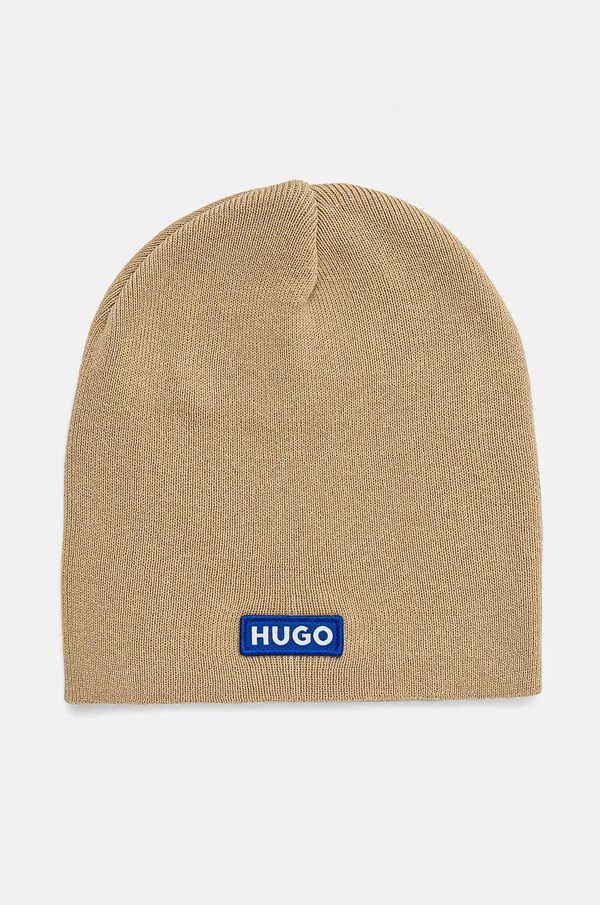 Hugo Blue Pamučna kapa Hugo Blue boja: bež, od tanke pletenine, pamučna, 50521715