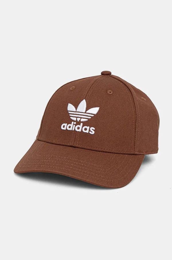 adidas Originals Pamučna kapa sa šiltom adidas Originals boja: smeđa, s aplikacijom, IX7572