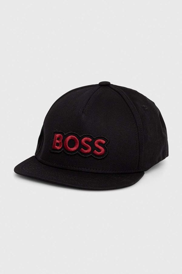Boss Orange Pamučna kapa sa šiltom Boss Orange boja: crna, s aplikacijom