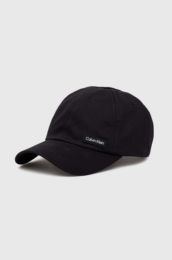 Calvin Klein Pamučna kapa sa šiltom Calvin Klein boja: crna, glatka