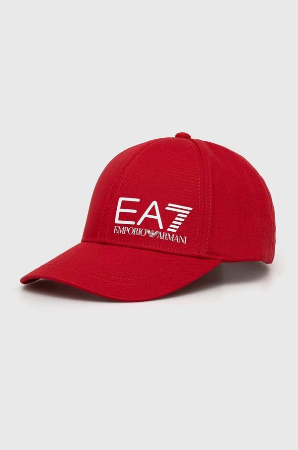 EA7 Emporio Armani Pamučna kapa sa šiltom EA7 Emporio Armani boja: crvena, s tiskom