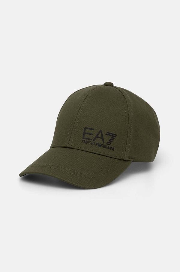 EA7 Emporio Armani Pamučna kapa sa šiltom EA7 Emporio Armani boja: zelena, s aplikacijom, AF11989.7X000005