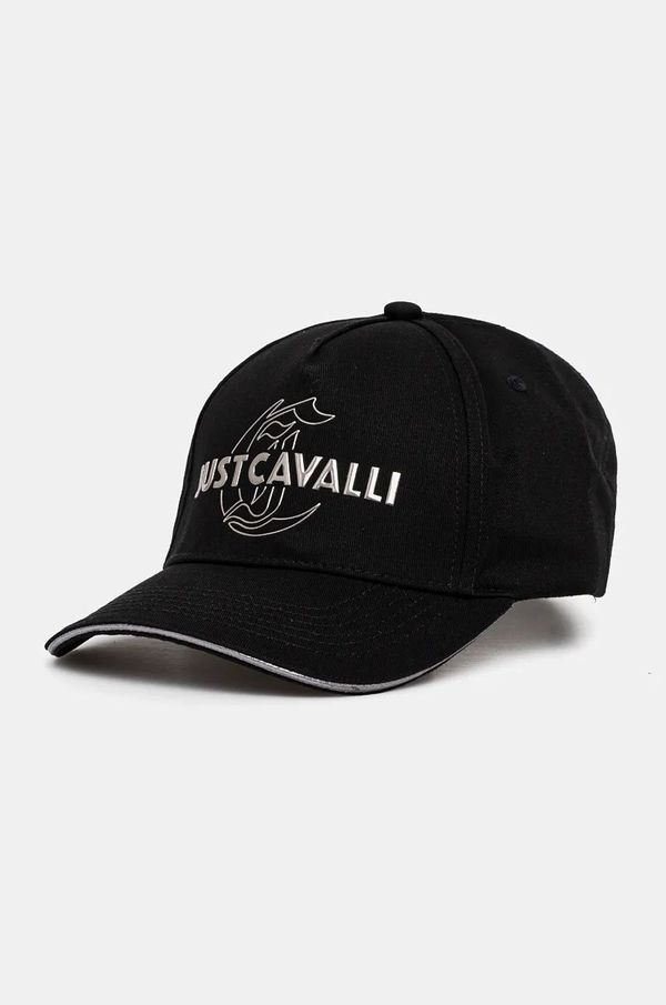 Just Cavalli Pamučna kapa sa šiltom Just Cavalli boja: crna, s aplikacijom, 77QAZK50 ZG318