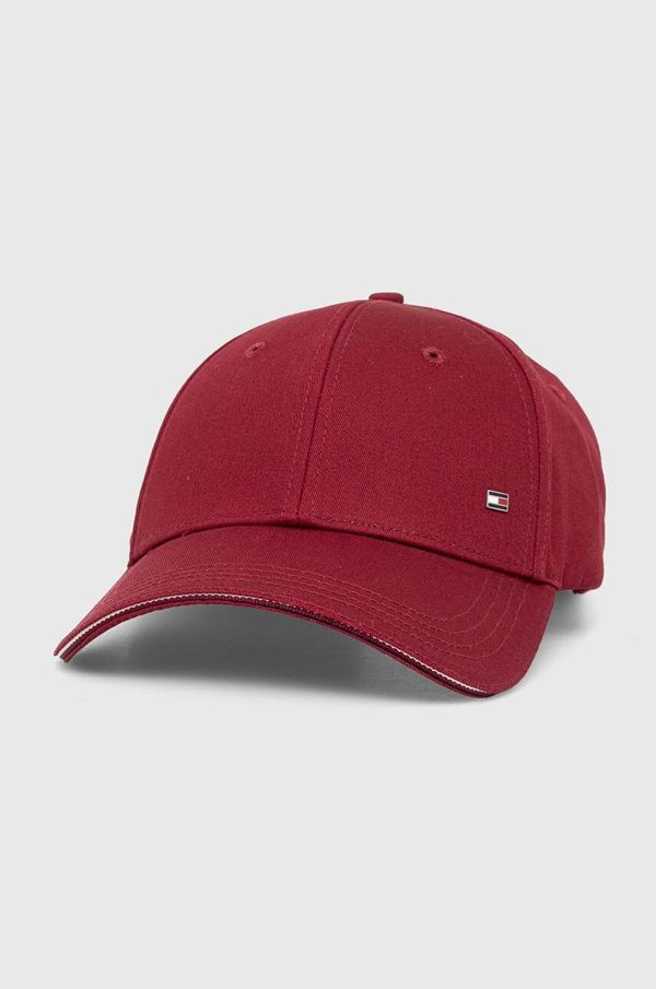 Tommy Hilfiger Pamučna kapa sa šiltom Tommy Hilfiger boja: bordo, bez uzorka, AM0AM12035
