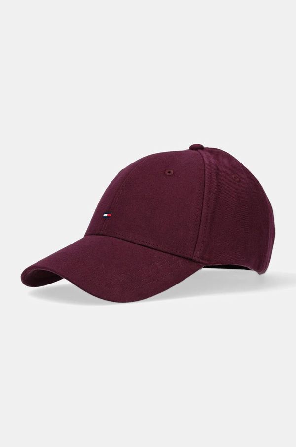 Tommy Hilfiger Pamučna kapa sa šiltom Tommy Hilfiger boja: bordo, bez uzorka, AM0AM13008