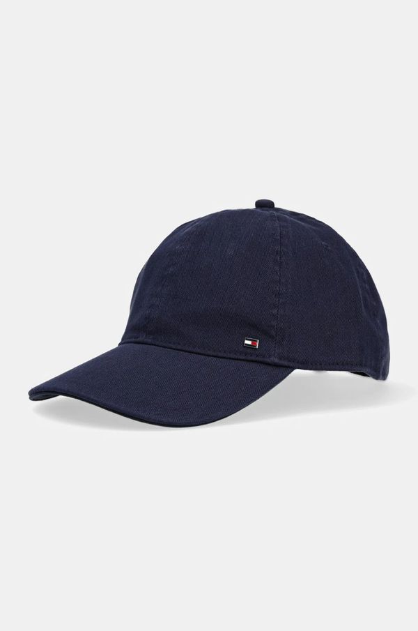 Tommy Hilfiger Pamučna kapa sa šiltom Tommy Hilfiger boja: tamno plava, bez uzorka, AM0AM13006