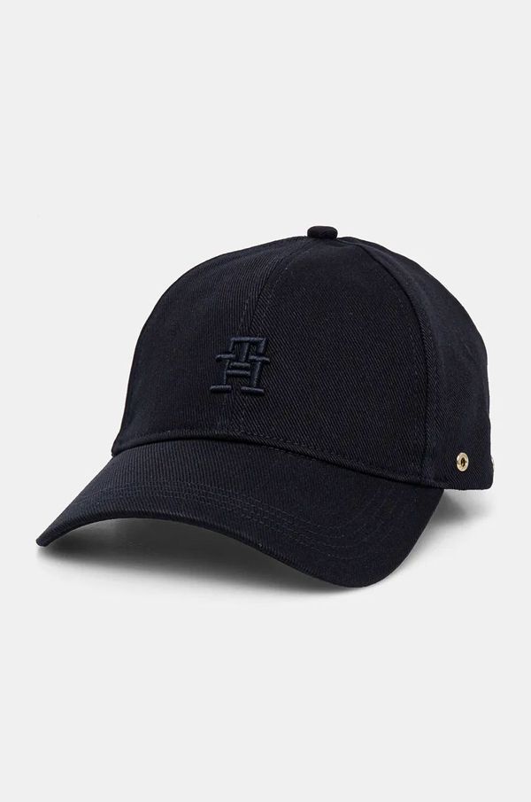 Tommy Hilfiger Pamučna kapa sa šiltom Tommy Hilfiger boja: tamno plava, bez uzorka, AW0AW16621
