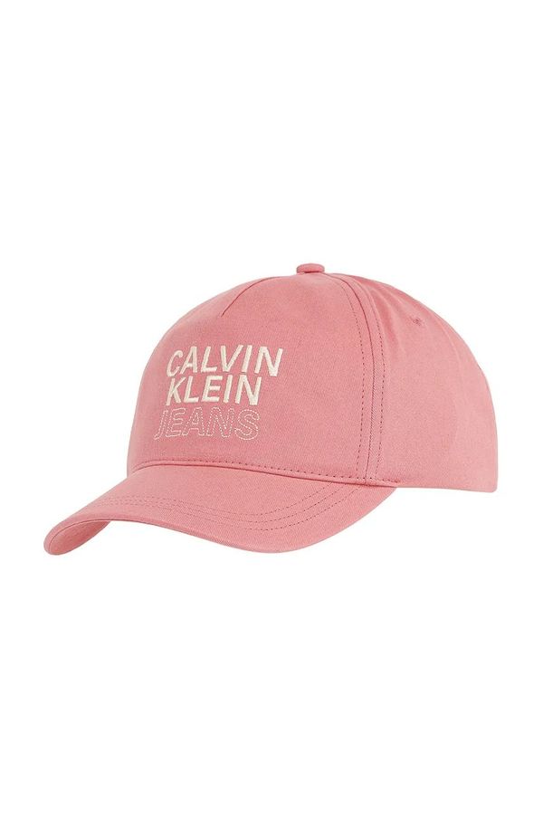Calvin Klein Jeans Pamučna kapa sa šiltom za bebe Calvin Klein Jeans boja: ružičasta, s aplikacijom, IU0IU00663
