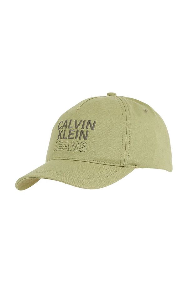 Calvin Klein Jeans Pamučna kapa sa šiltom za bebe Calvin Klein Jeans boja: zelena, s aplikacijom, IU0IU00663