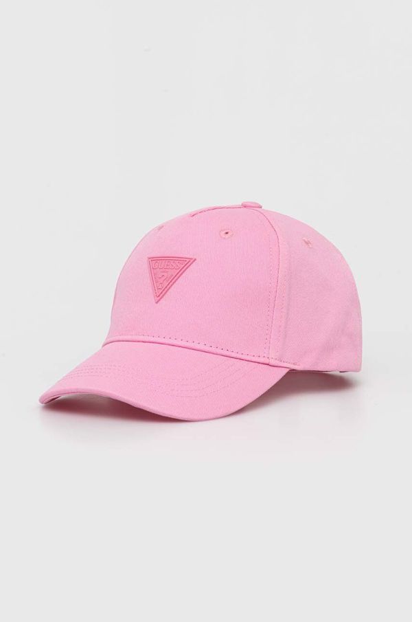 Guess Pamučna kapa sa šiltom za bebe Guess boja: ružičasta, s aplikacijom
