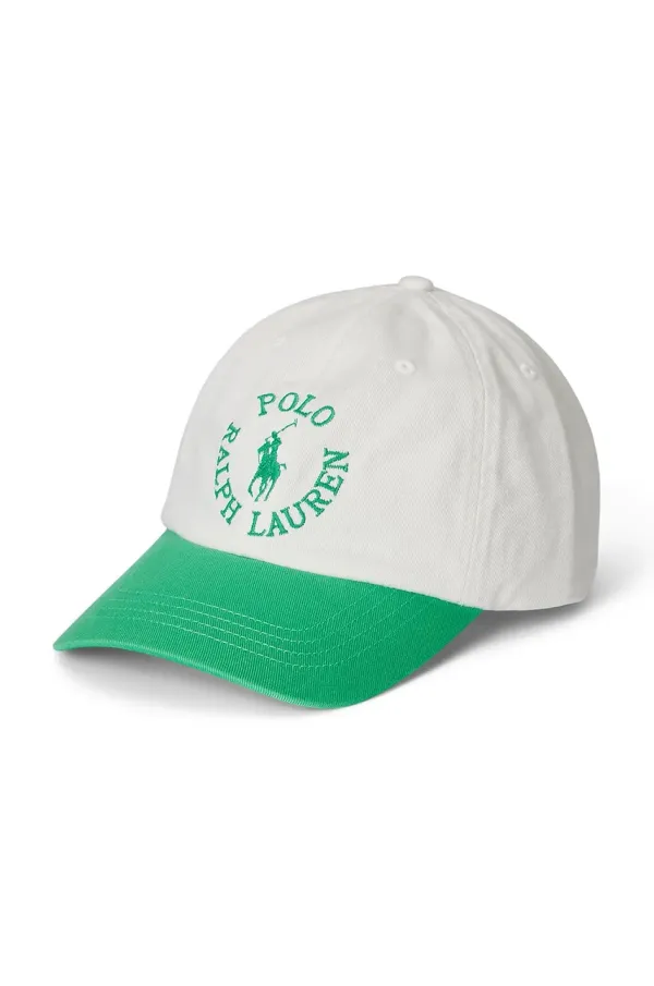 Polo Ralph Lauren Pamučna kapa sa šiltom za bebe Polo Ralph Lauren boja: bijela, s aplikacijom, 323963967002