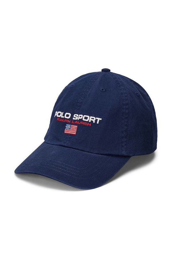Polo Ralph Lauren Pamučna kapa sa šiltom za bebe Polo Ralph Lauren boja: tamno plava, s aplikacijom