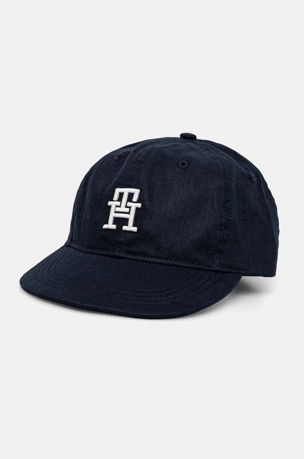Tommy Hilfiger Pamučna kapa sa šiltom za bebe Tommy Hilfiger boja: tamno plava, bez uzorka, AU0AU01954