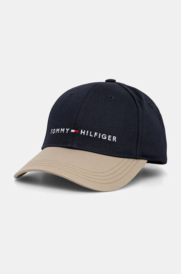 Tommy Hilfiger Pamučna kapa sa šiltom za bebe Tommy Hilfiger boja: tamno plava, s aplikacijom, AU0AU01963