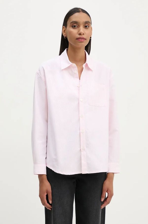 A.P.C. Pamučna košulja A.P.C. chemise boyfriend logo za žene, boja: ružičasta, relaxed, s klasičnim ovratnikom, COGUH.F12550