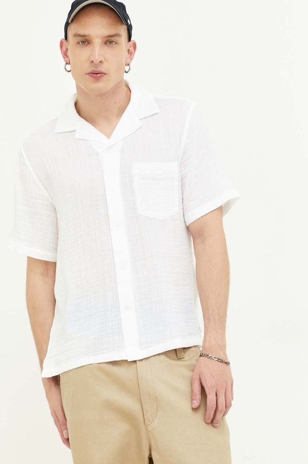 Abercrombie & Fitch Pamučna košulja Abercrombie & Fitch za muškarce, boja: bijela, regular