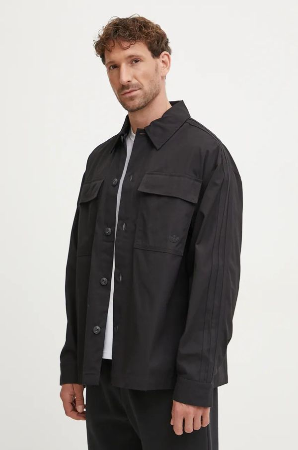 adidas Originals Pamučna košulja adidas Originals Premium Essentials Shirt za muškarce, boja: crna, relaxed, s klasičnim ovratnikom, IW0996