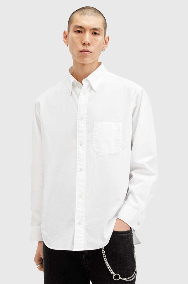 AllSaints Pamučna košulja AllSaints SUTTA LS SHIRT za muškarce, boja: bijela, relaxed, s klasičnim ovratnikom, M097SB