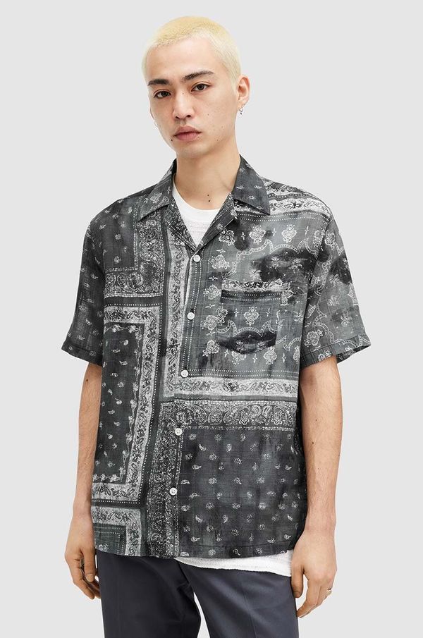 AllSaints Pamučna košulja AllSaints TIJUANA SS SHIRT za muškarce, boja: crna, relaxed, MS558Z