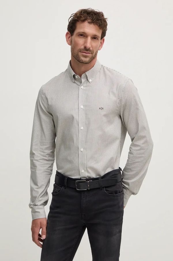 Armani Exchange Pamučna košulja Armani Exchange za muškarce, boja: bijela, regular, s button-down ovratnikom, 6DZC02 ZN5CZ